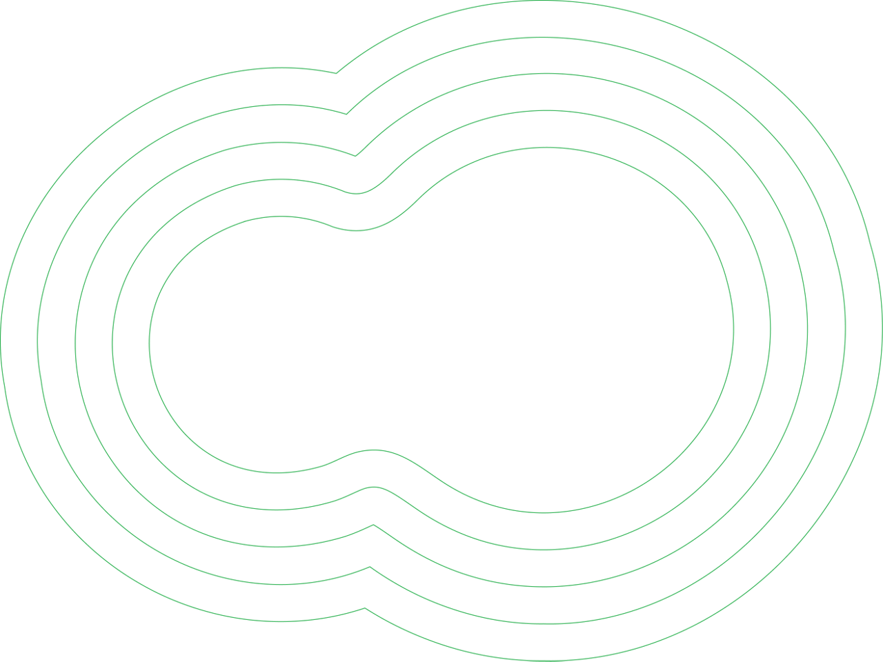 Abstract green concentric rounded line shape