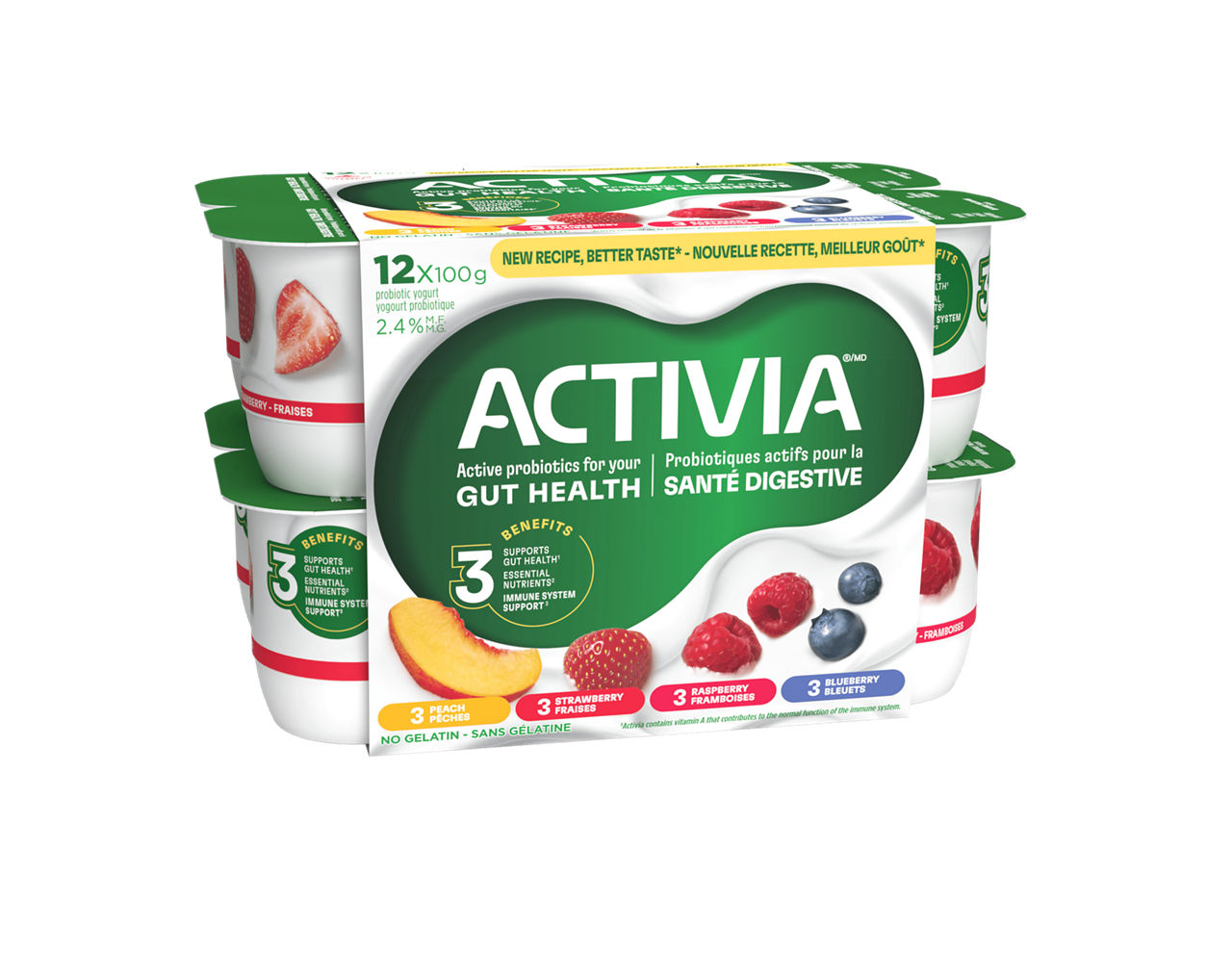 Peach, Strawberry, Raspberry, Blueberry Probiotic Yogurt | Activia