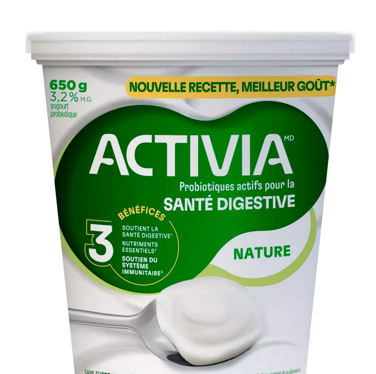 Activia Nature probiotic yogurt container front