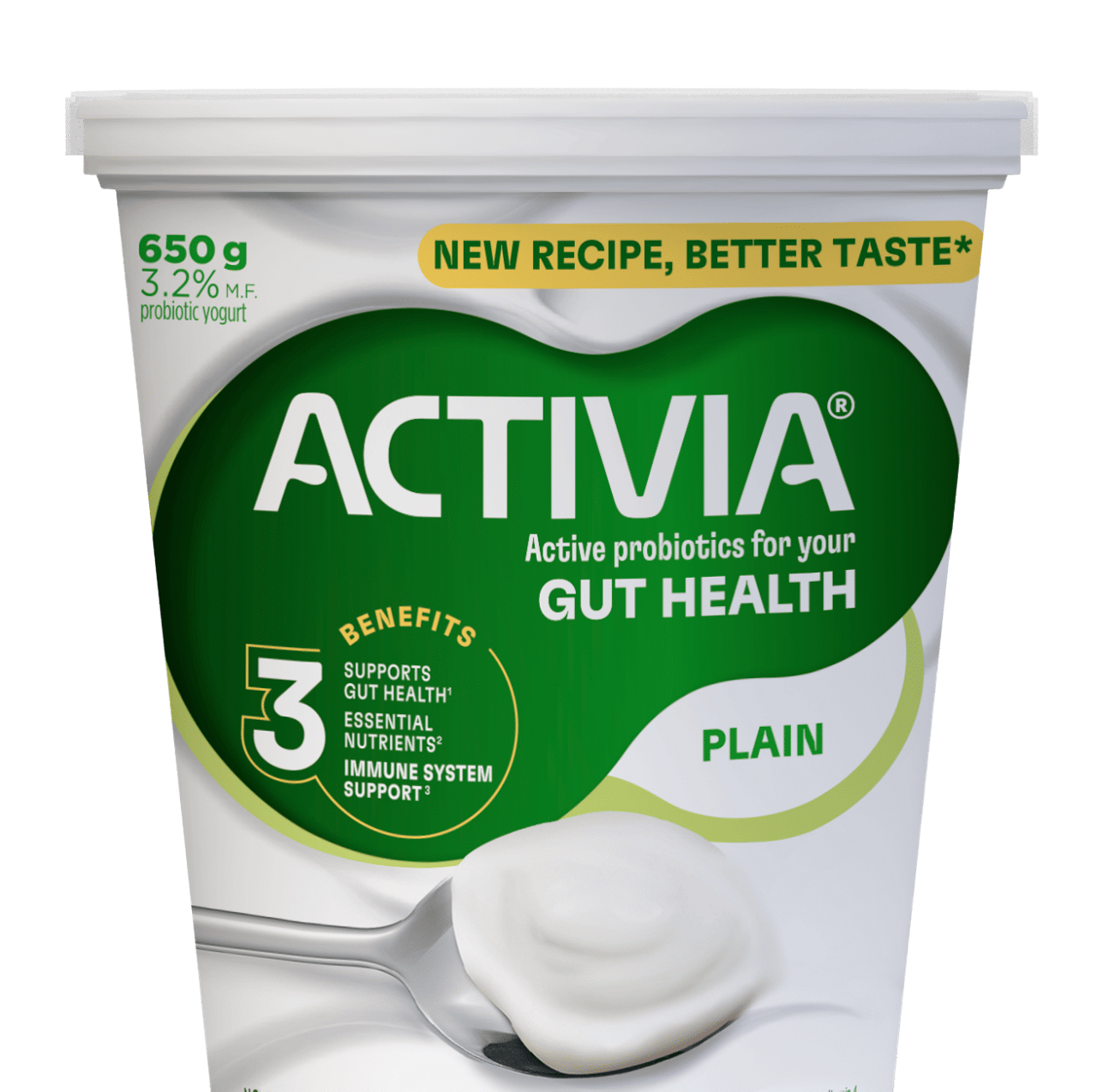 Activia plain probiotic yogurt tub front