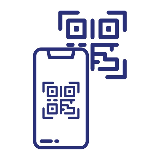 Illustration of a smartphone scanning a QR code.