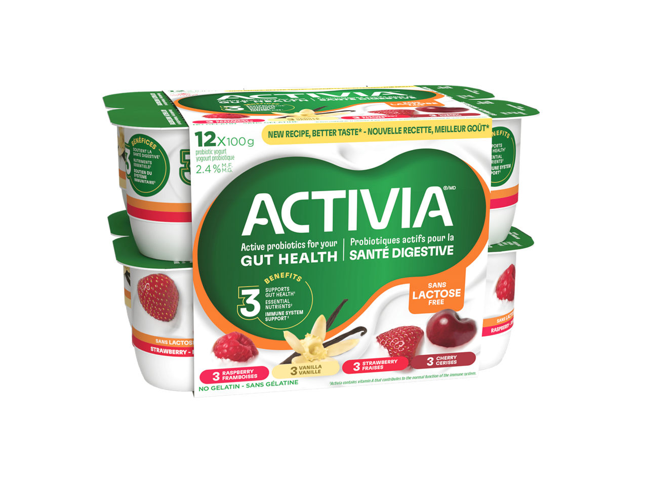Lactose Free Vanilla/Strawberry/Raspberry/Cherry Probiotic Yogurt | Activia