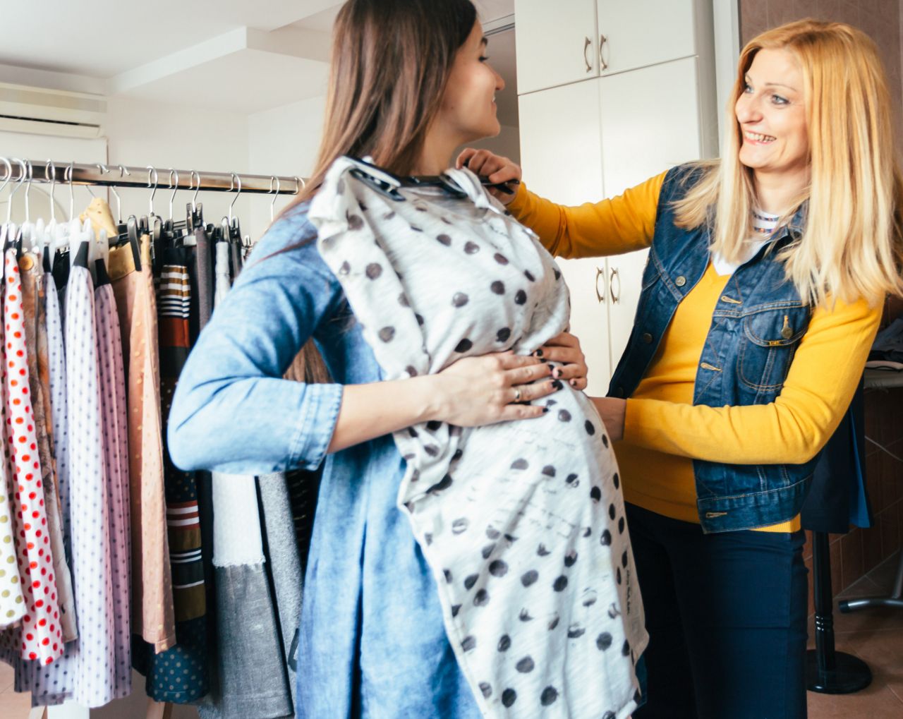 One day in the life of female entrepreneur. One woman is pregnant and it is still working from 9 to 5.