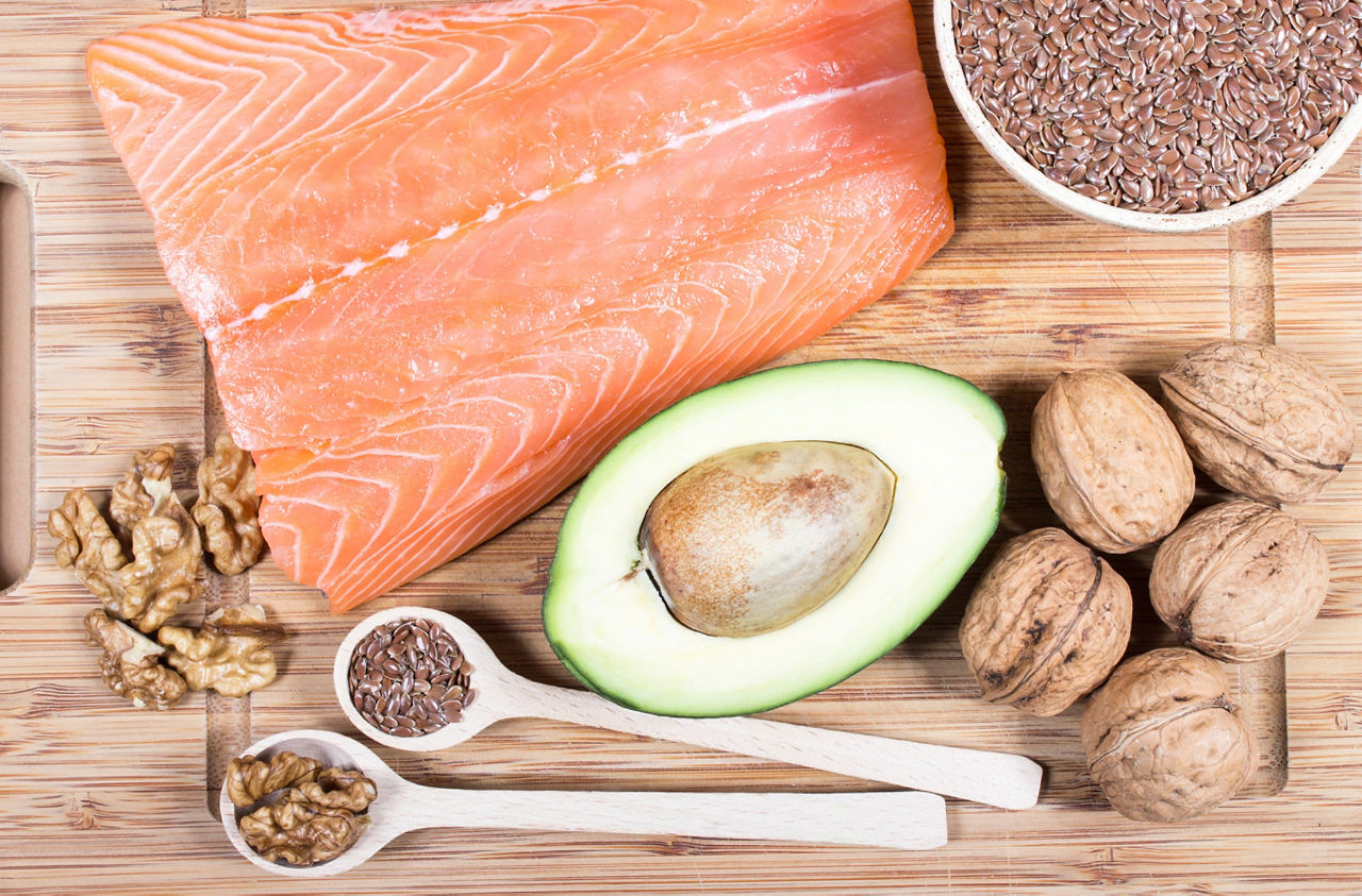 Salmon, avocado, nuts