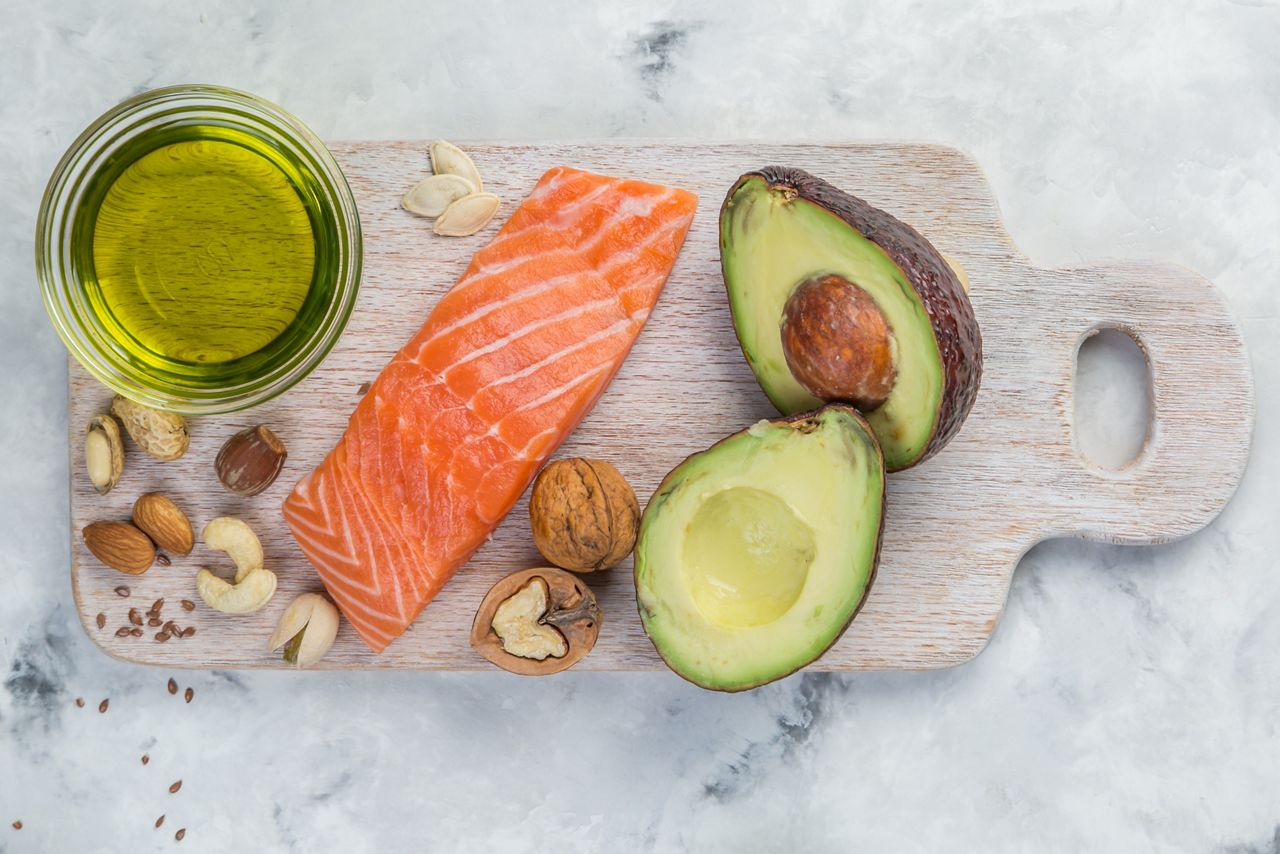 Selection of good fat sources - healthy eating concept. Ketogenic diet concept; Shutterstock ID 1033763890; purchase_order: DNC Thumbnails; job: Webinars 2 (50/188); client: ; other: 