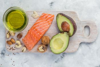 Selection of good fat sources - healthy eating concept. Ketogenic diet concept; Shutterstock ID 1033763890; purchase_order: DNC Thumbnails; job: Webinars 2 (50/188); client: ; other: 