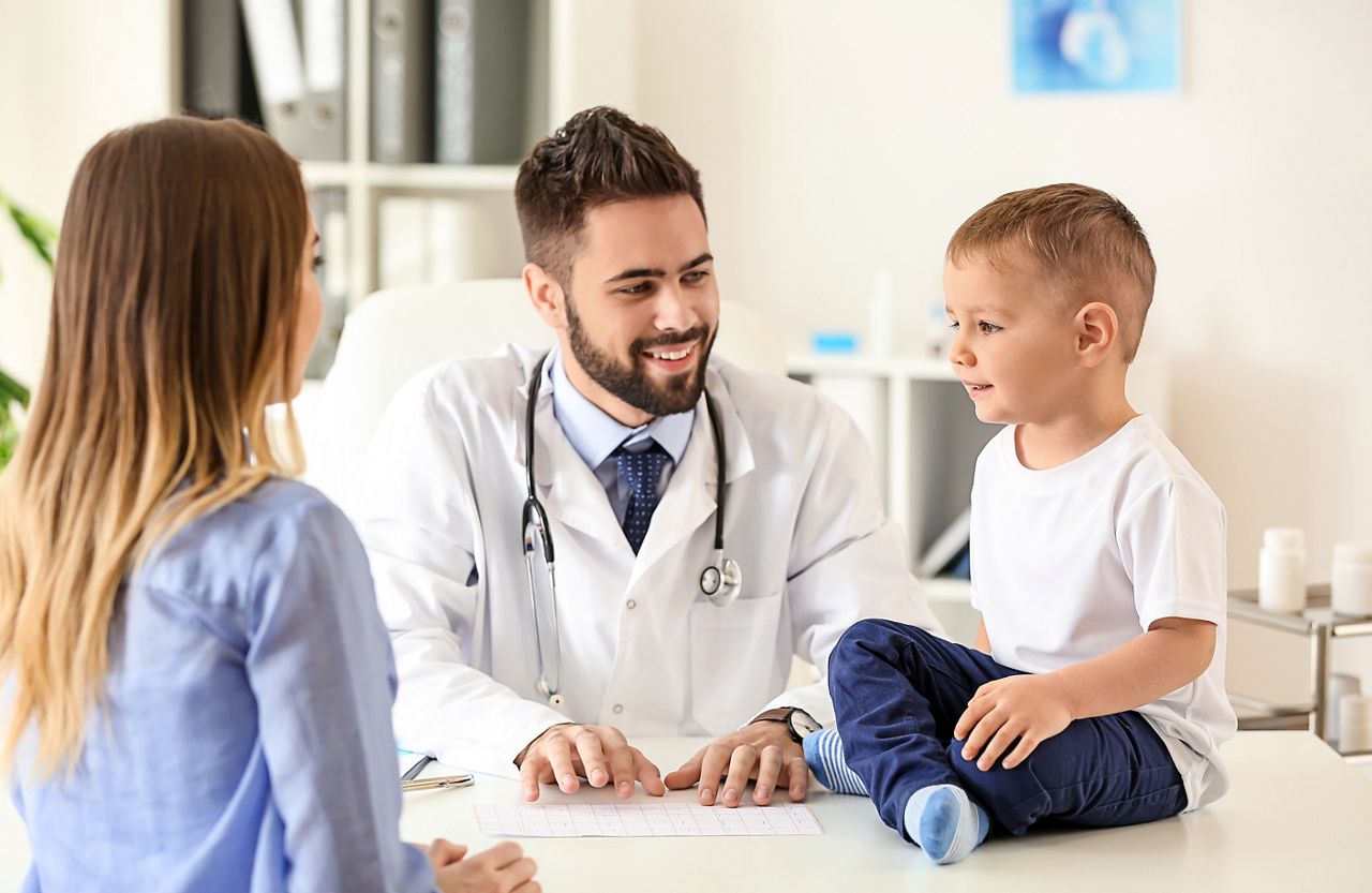 Young mother with her little son visiting doctor in clinic; Shutterstock ID 1301242465; purchase_order: DNC Thumbnails; job: Webinars 1 (50/189); client: ; other: 