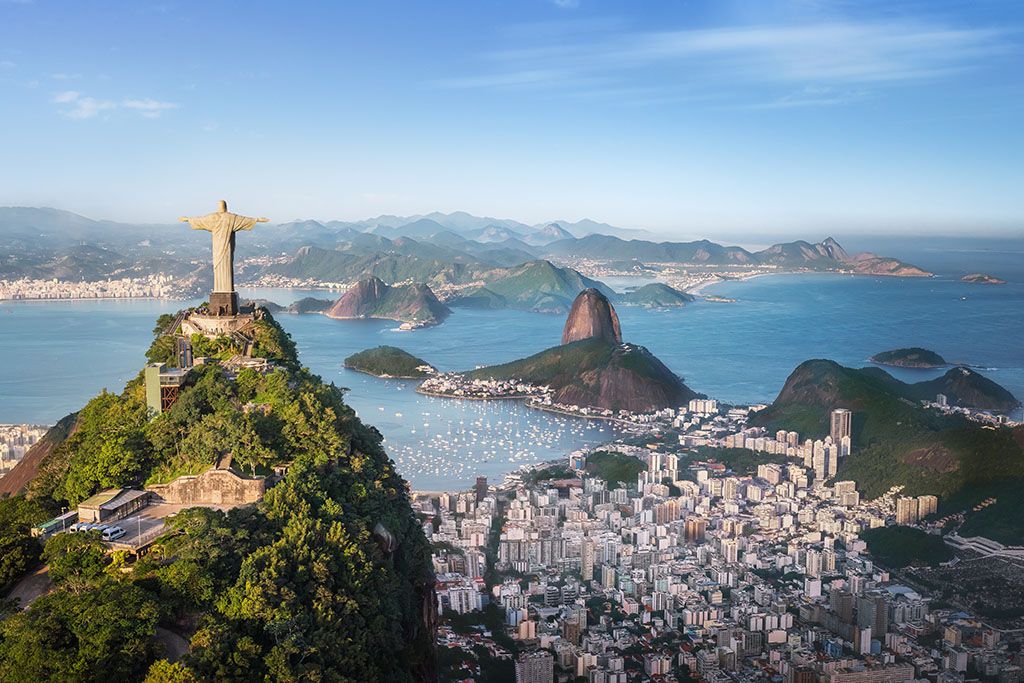 Aerial view of Rio with Corcovado Mountain, Sugarloaf Mountain and Guanabara Bay - Rio de Janeiro, Brazil; Shutterstock ID 2181332719; purchase_order: DNC Thumbnails; job: Events (Replacements); client: ; other: 
