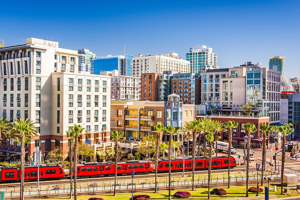 San Diego, California cityscape at the Gaslamp Quarter.; Shutterstock ID 446681584; purchase_order: DNC Thumbnails; job: Events; client: ; other: 
