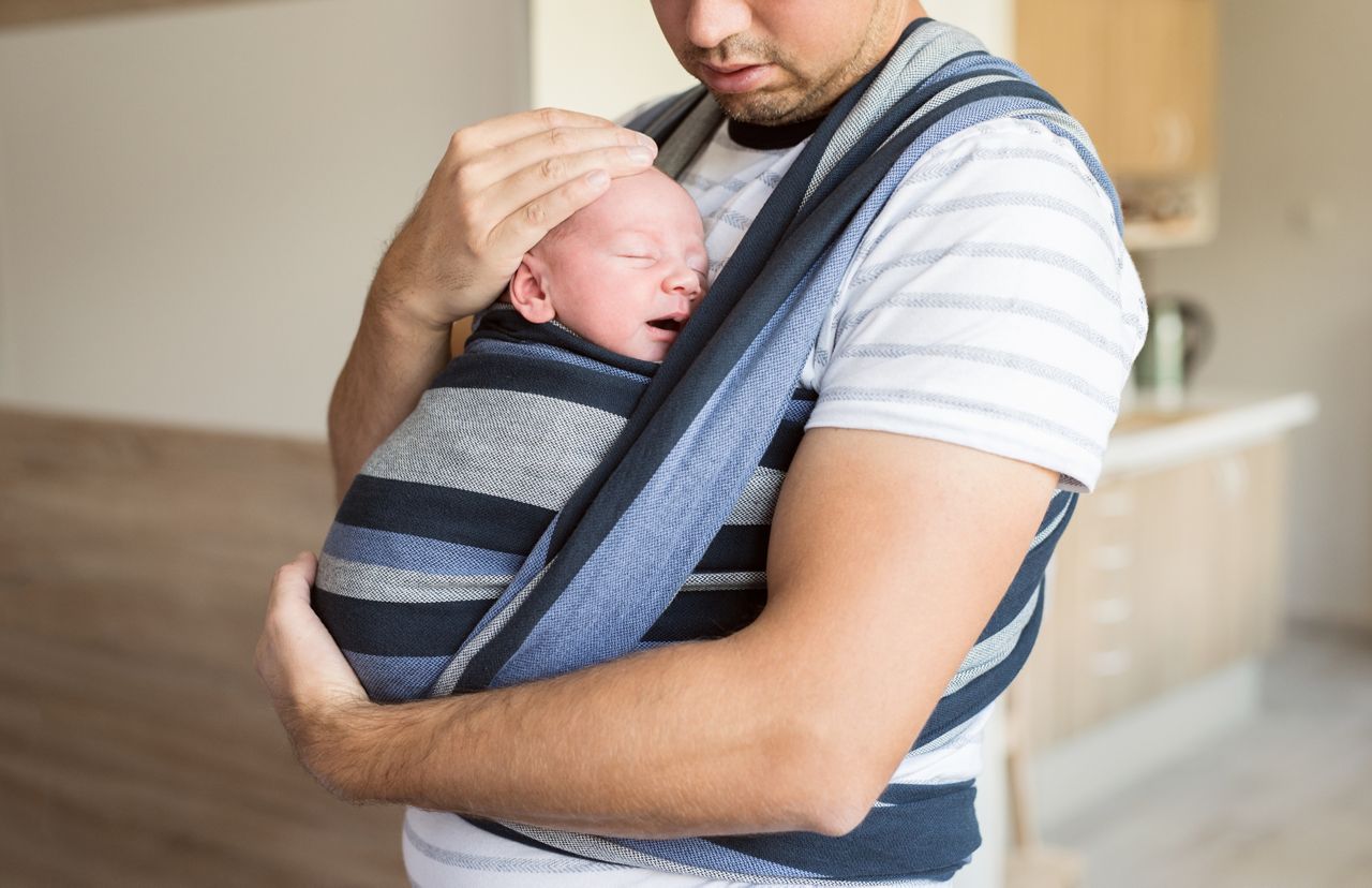 Unrecognizable young father with his son in sling; Shutterstock ID 489618448; purchase_order: DNC Thumbnails; job: Webinars 1 (50/189); client: ; other: 