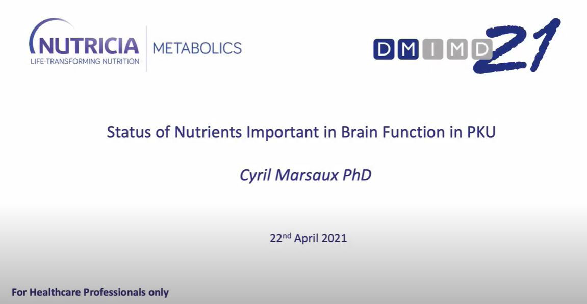 DMIMD 2021 - Status of nutrients important in brain function in PKU
