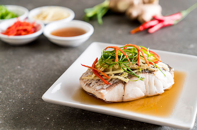 Steamed chinese style fish fillet.