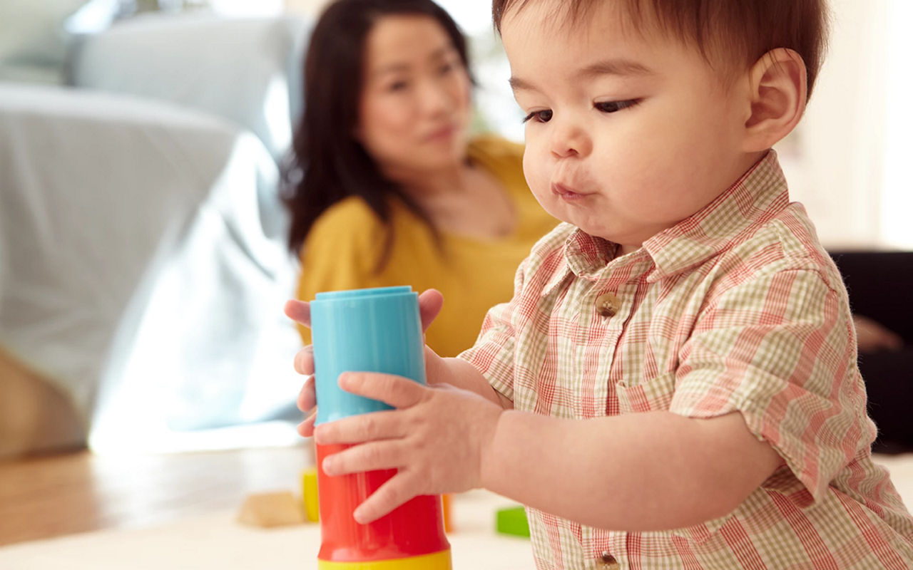 baby playing indoors