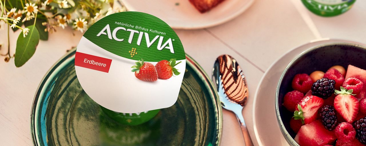 Tischset für Erdbeer-Activia-Joghurt 